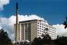 The old Auckland hospital; it's high enough up that it's visible from a long way away. No idea why it has such a huge smokestack next to it -- maybe there's a really nasty furnace somewhere in there. 